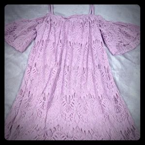 Off shoulder lace tunic dress